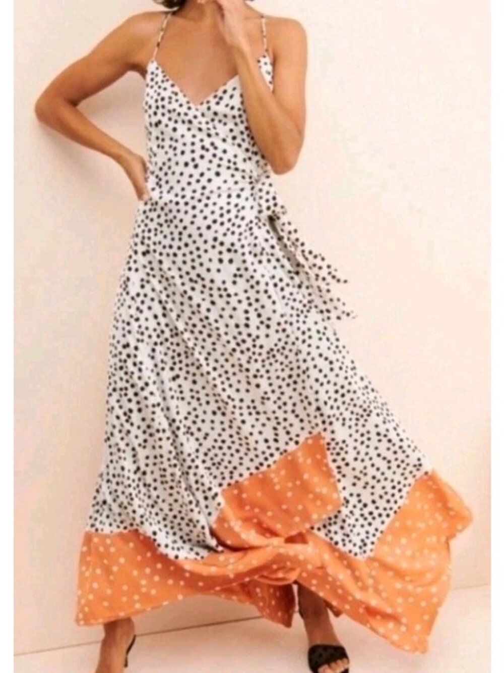Azulu Luanda Wrap Dress Maxi Boho Chic Casual Summer Polka Dot Womens 2
